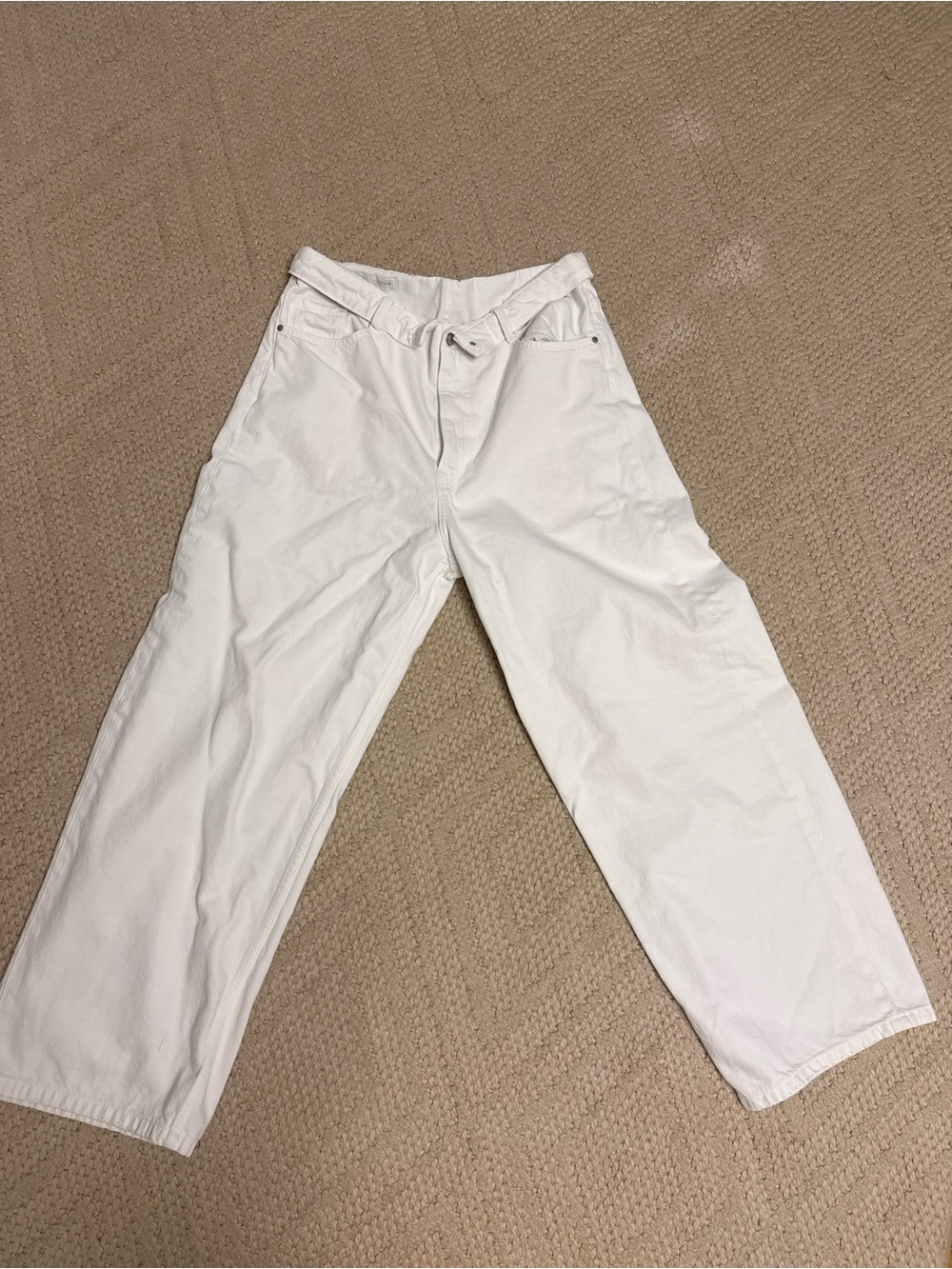 Foldover Baggy White Jeans